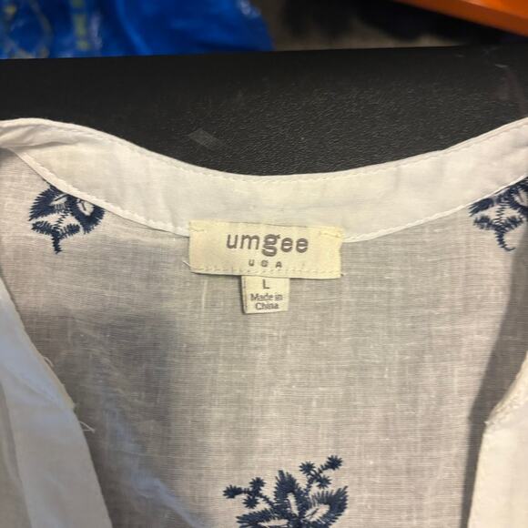 Umgee Embroidered Dress Women's Size Large L Sleeveless White Navy Floral - Picture 6 of 7